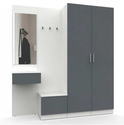 Набор мебели для прихожей "Марсель-107" МР 01-107 В2160 Ш2000 Г420 (ЛДСП Графит серый) Набор мебели для прихожей "Марсель-107" МР 01-107 В2160 Ш2000 Г420 (ЛДСП Графит серый)